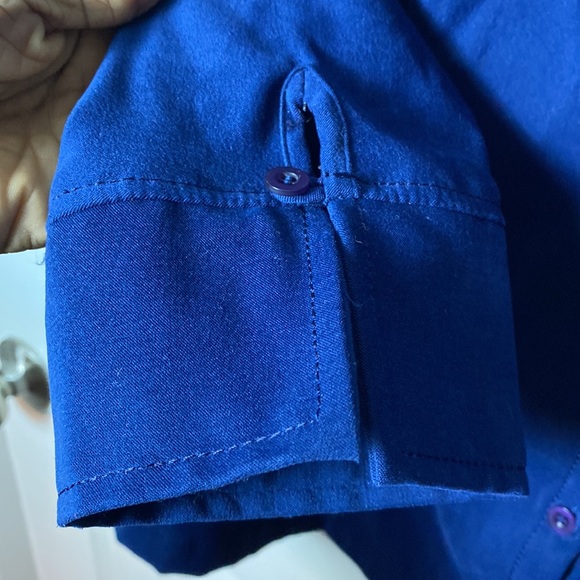 Vintage August Max Long Sleeve Button Down Shirt Suede Like Feel Blue Size 1X - Picture 5 of 10